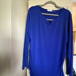 Calvin Klein cobalt blue top, gathered sides for a flattering silhouette